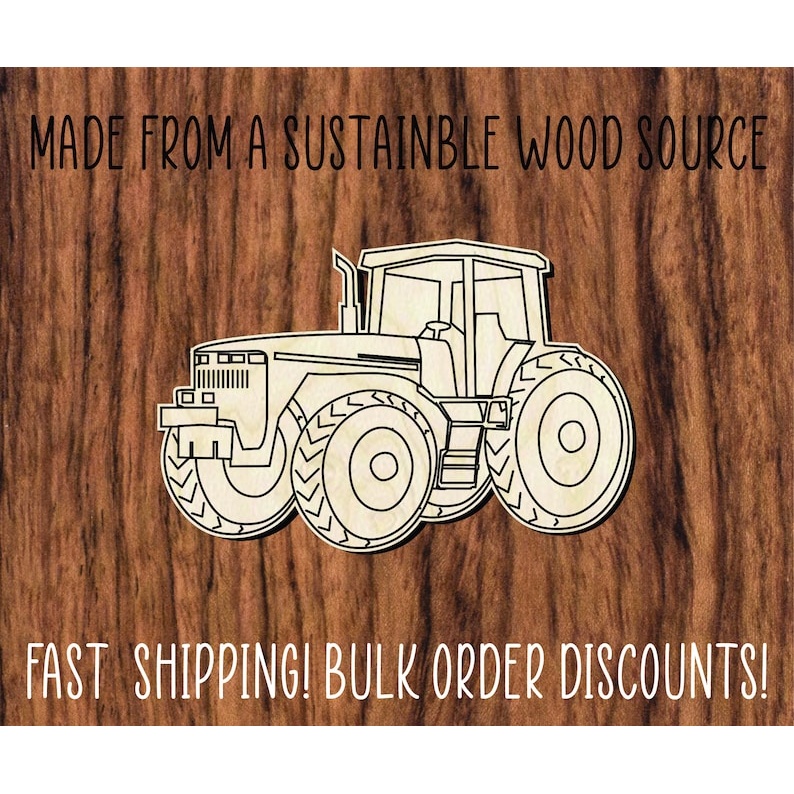 Tractor wood cutout - wood cutout by Growing Tree Gallery