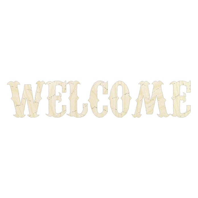Welcome Script - Multiple Sizes word cutout - laser-cut Baltic birch wood cutout for craft projects
