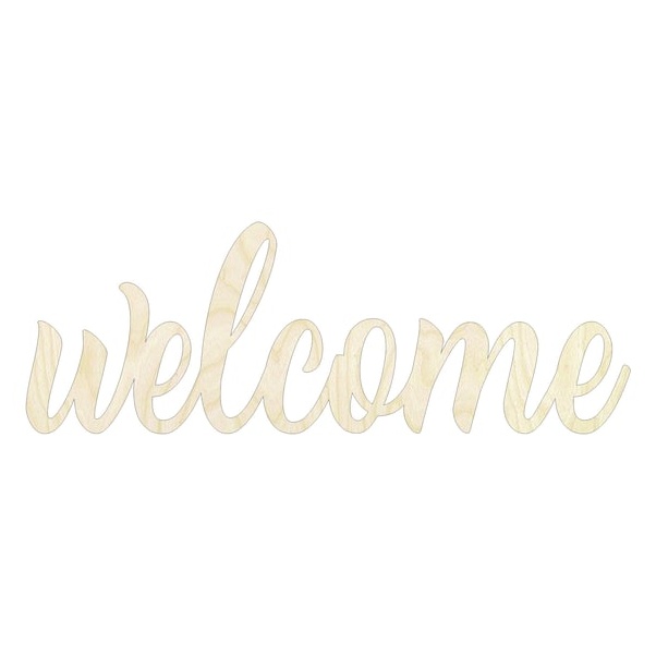 Welcome Script - Multiple Sizes word cutout - wood cutout by Growing Tree Gallery