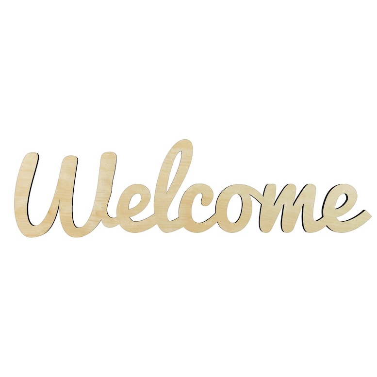 Welcome Script - Multiple Sizes word cutout - wood cutout by Growing Tree Gallery